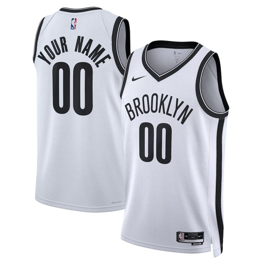 Men Brooklyn Nets Nike White Association Edition 2022-23 Swingman Custom NBA Jersey